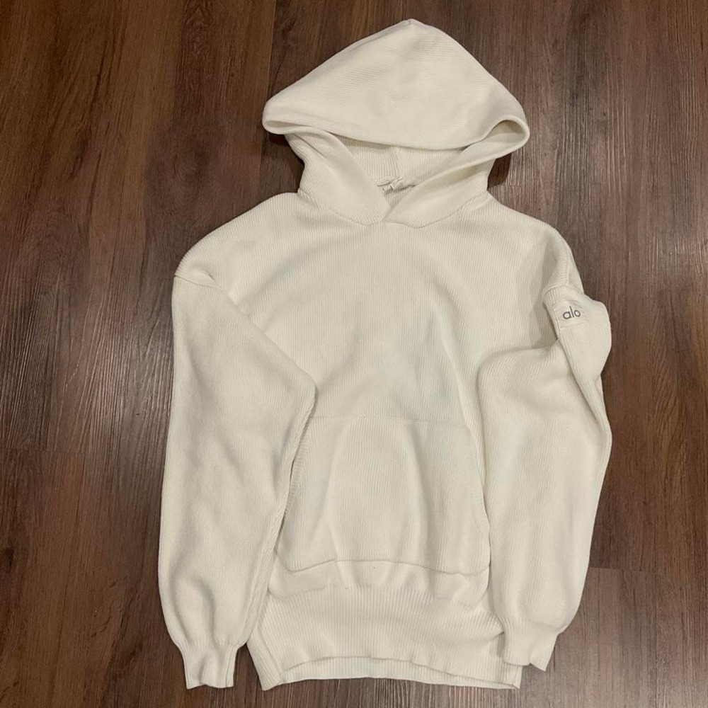 Alo Yoga white cotton & spandex hoodie